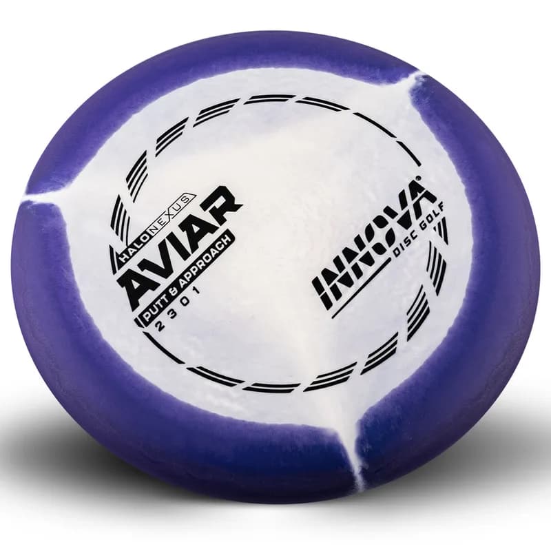White and purple Innova Halo Nexus Aviar Putt & Approach disc