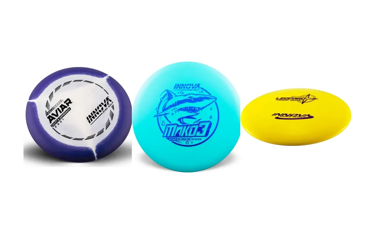 Innova Aviar, Innova Mako3 and Innova Leopard discs in manufacturer product photographs