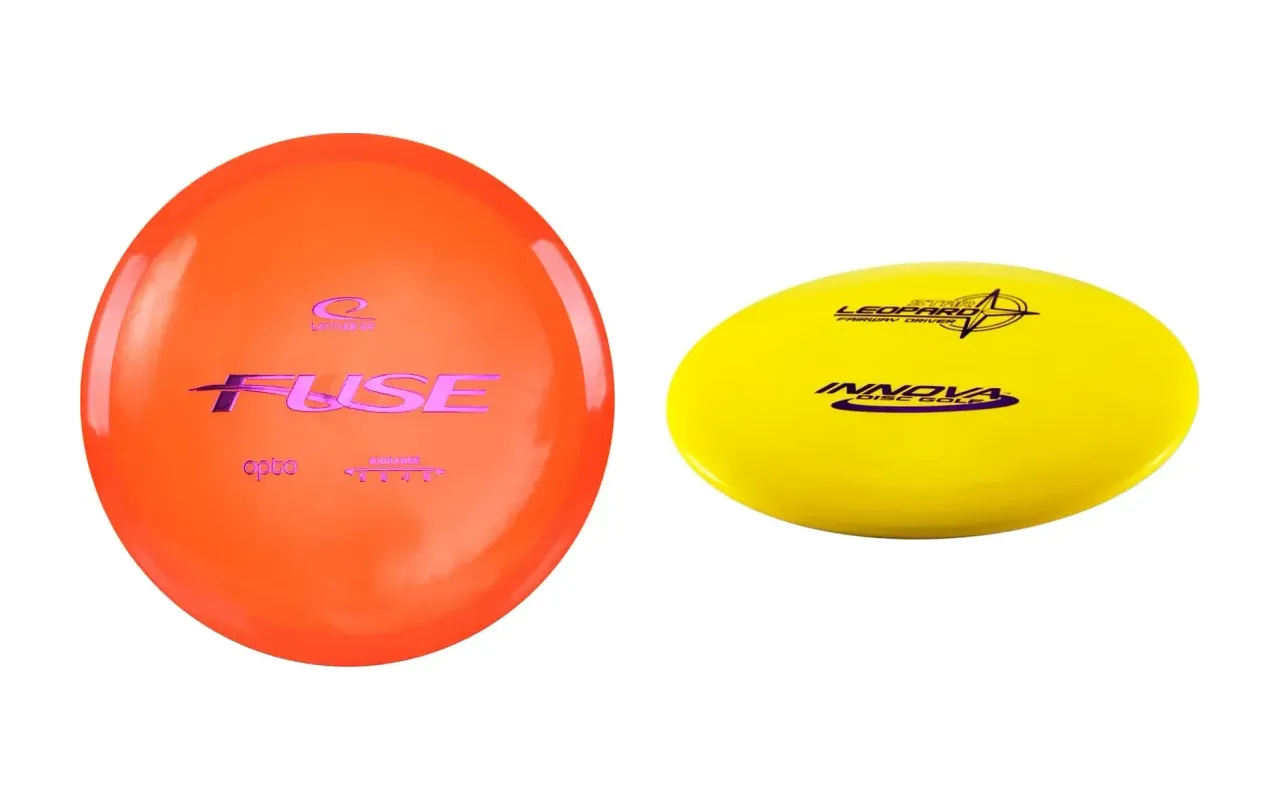 Latitude 64° Fuse and Innova Leopard discs in manufacturer product photographs